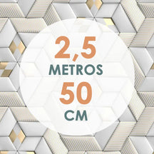 Papel de Parede Vinílico em 3D com Efeito Gesso - Branco Fosco e Dourado