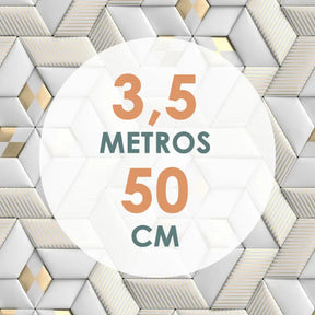 Papel de Parede Vinílico em 3D com Efeito Gesso - Branco Fosco e Dourado