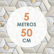 Papel de Parede Vinílico em 3D com Efeito Gesso - Branco Fosco e Dourado