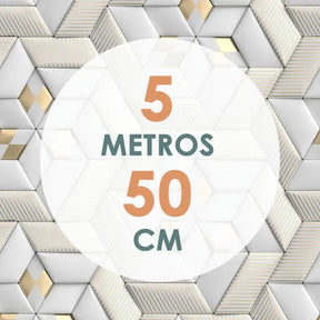 Papel de Parede Vinílico em 3D com Efeito Gesso - Branco Fosco e Dourado