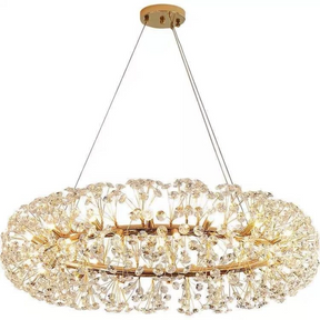 Lustre de Cristal com Aro em Anel – Elegância em Cada Detalhe