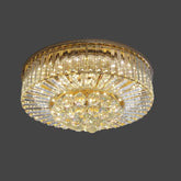 Plafon de Cristal Dourado com Luz LED – Toque de Luxo para Seu Ambiente