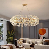 Lustre de Cristal com Aro em Anel – Elegância em Cada Detalhe