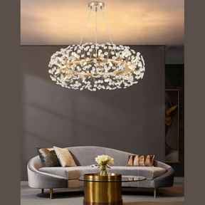 Lustre de Cristal com Aro em Anel – Elegância em Cada Detalhe