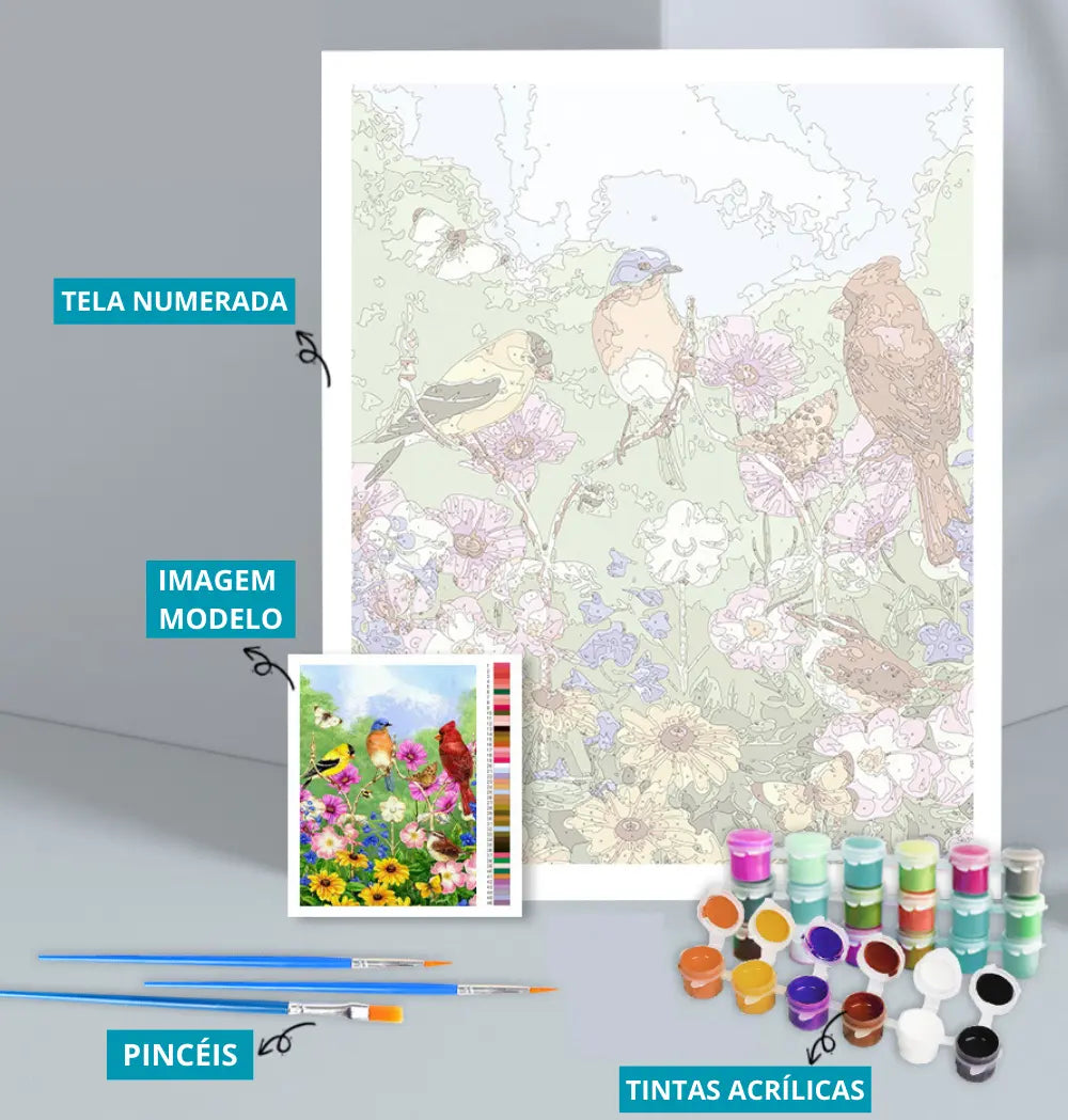 Kit Pintura Terapêutica - Menina e Sua Cesta de Flores